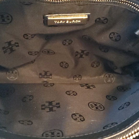 Tory Burch Small Britten Slouchy Tote - Black - Picture 9 of 11